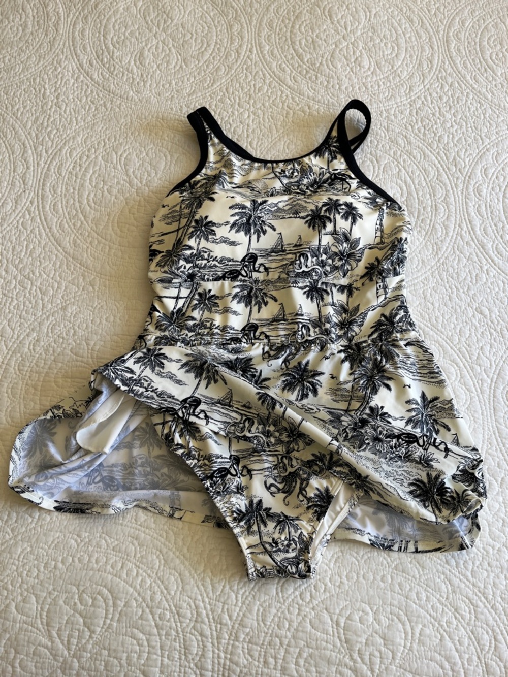 NWOT Lands' End Skirted Tugless High Neck Swim Dress 1 Piece Print 18W Support - Picture 7 of 17